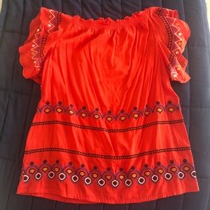 Off the shoulder top with embroidery